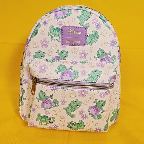 Loungefly Disney Tangled Pascal Dress AOP Expressions Mini Backpack NEW